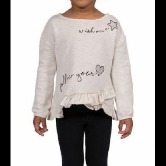 BCBG Girls French Terry Ruffle Top Size 18 Months Cream/Grey - Picture 1 of 9